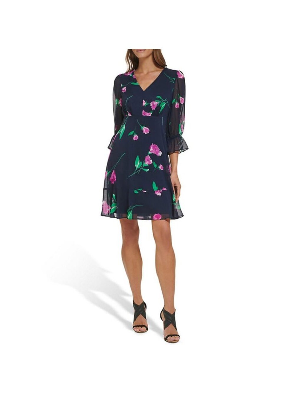 DKNY Floral Chiffon Dress